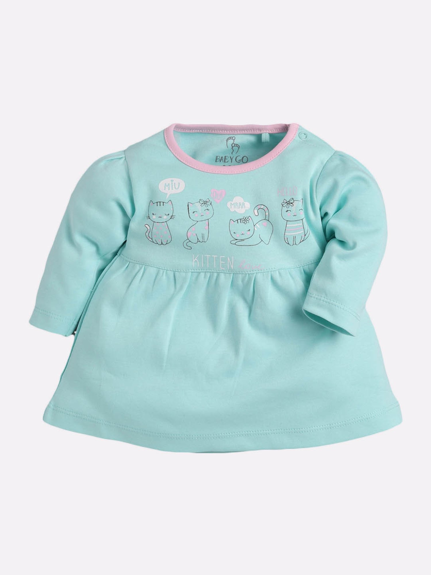 Baby Go Kids Pink & Blue Printed Dresses (Pack Of 2)