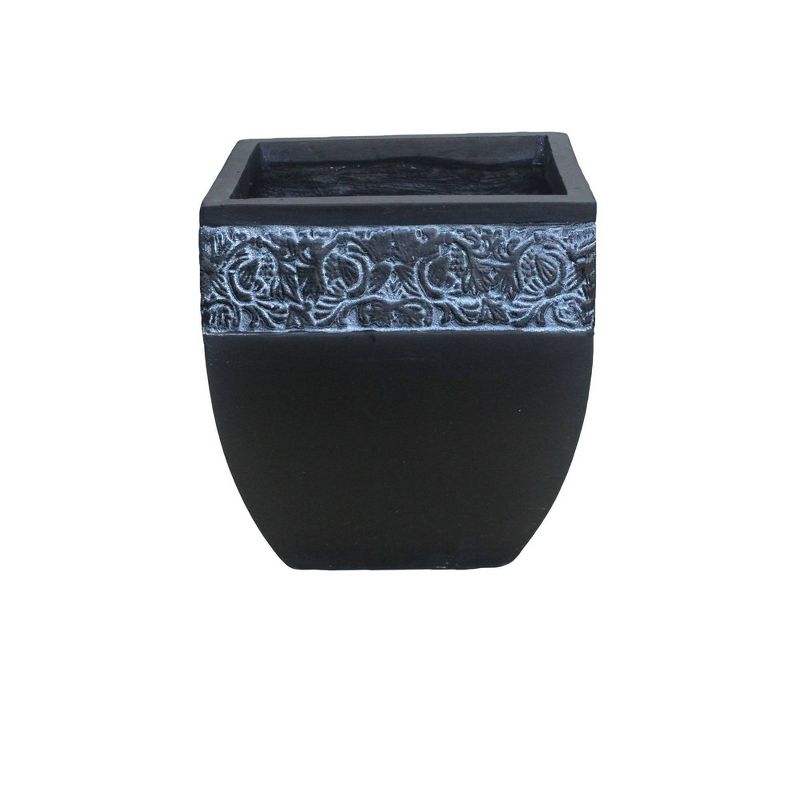 12.2" Kante Lightweight Traditional Square Planter Charcoal - Rosemead Home & Garden, Inc.