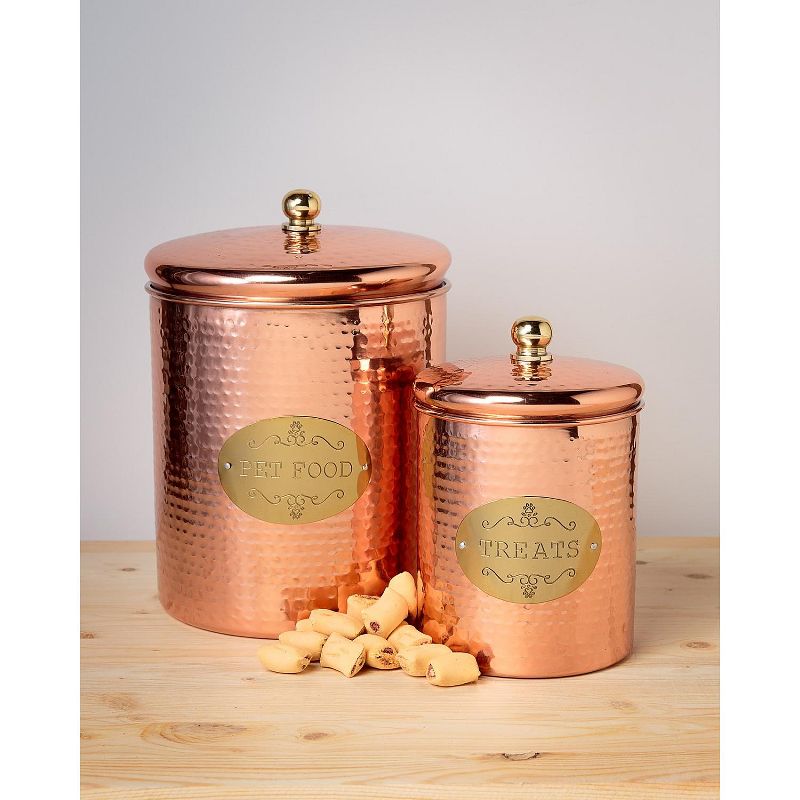 Amici Pet 38 & 140 oz 2 Size Set Copper Spaniel Metal Treats Canisters Bronze