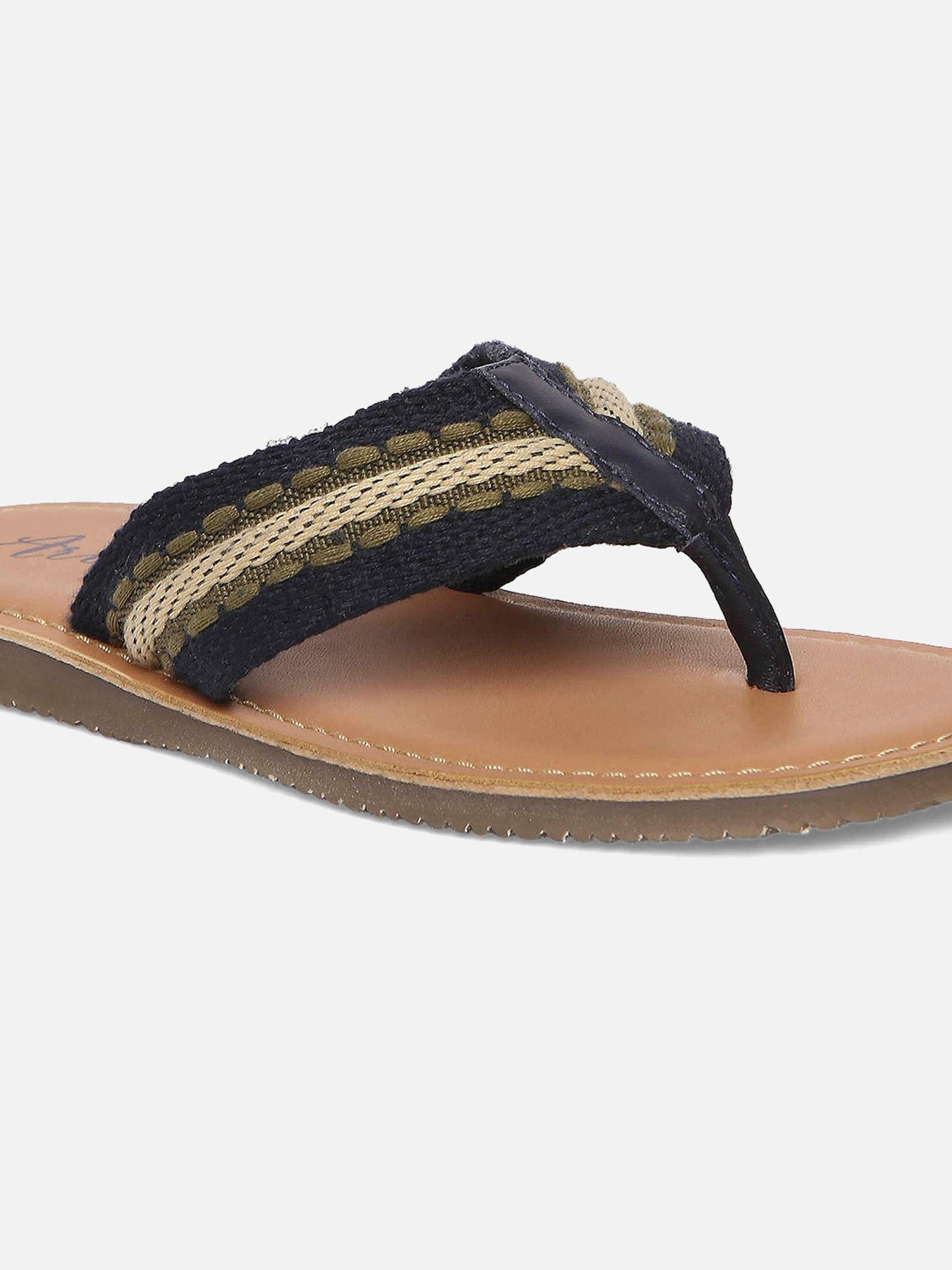 Aria Nica Kids Slam Navy & Tan Flip Flops
