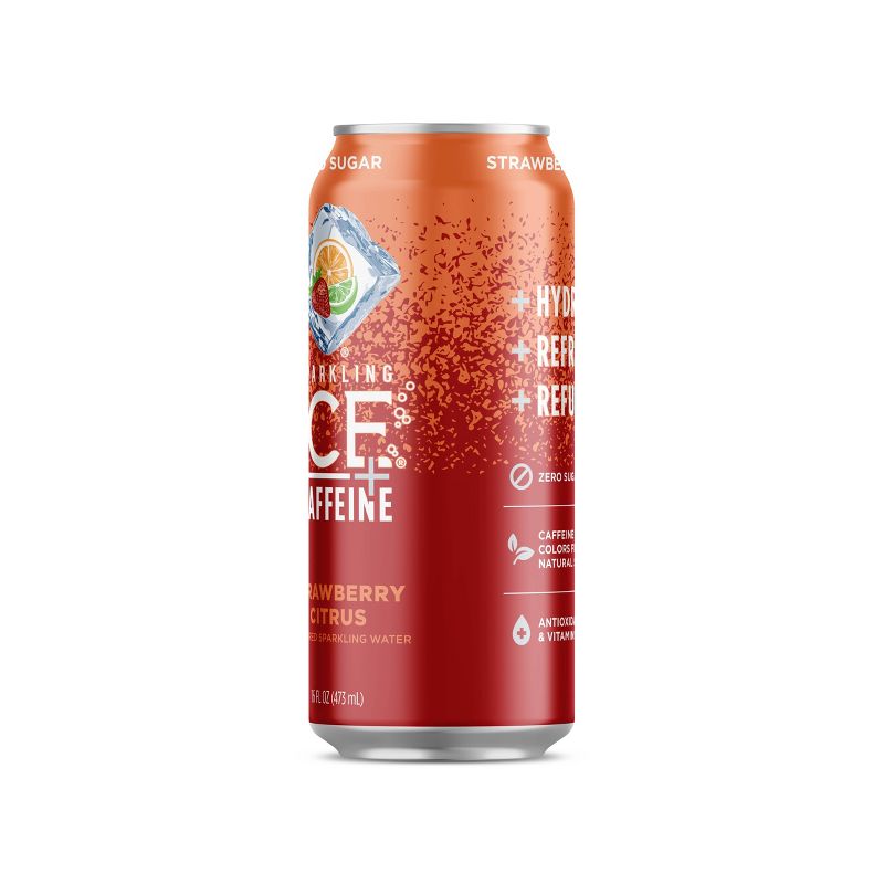 Sparkling Ice + Caffeine Strawberry Citrus - 16 fl oz Can