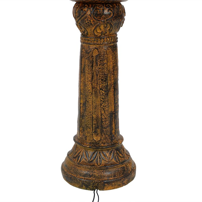 Sunnydaze Outdoor Solar Powered Ornate Elegance Tiered Water Fountain with Battery Backup and LED Light - 41" - Rustic Finish