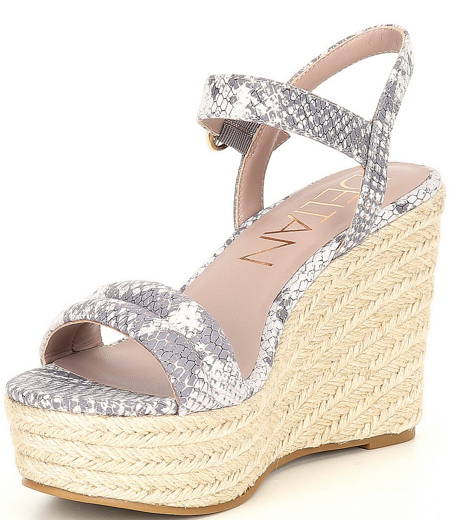 Deltan Everly Snake Print Leather Espadrille Wedges