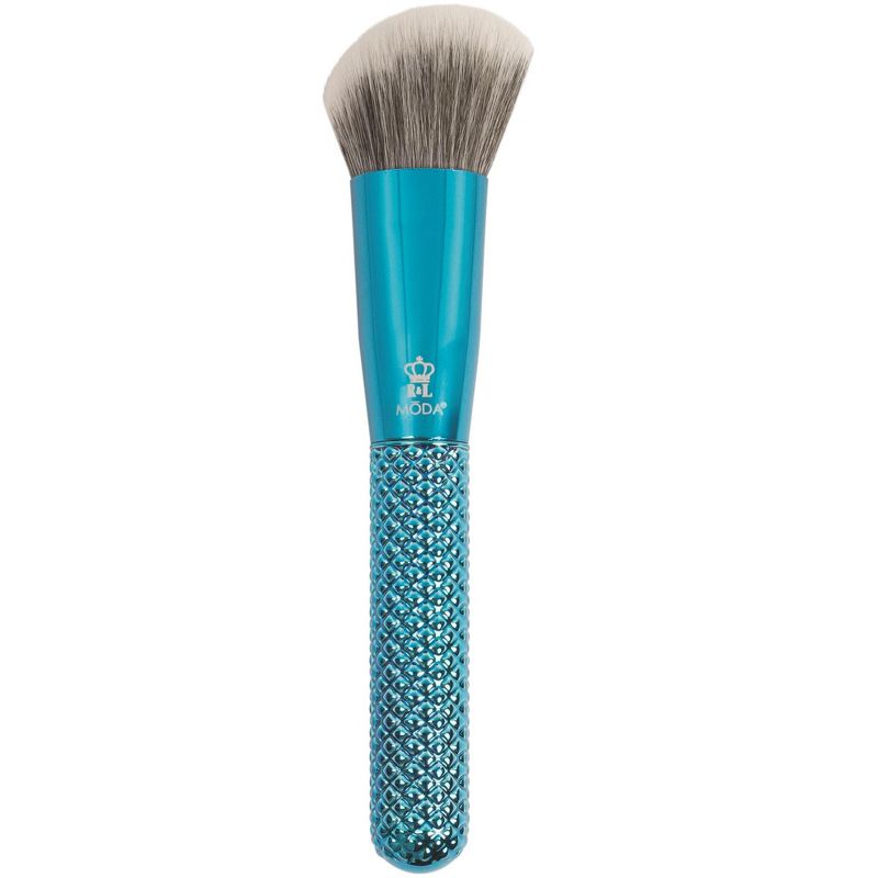 MODA Brush Metallics 5pc Defining Detailers Blue Makeup Brush Set with Black Studded Zip Case, Includes - Angle Blender, Diffuser, Crease and Triad Eye Brushes