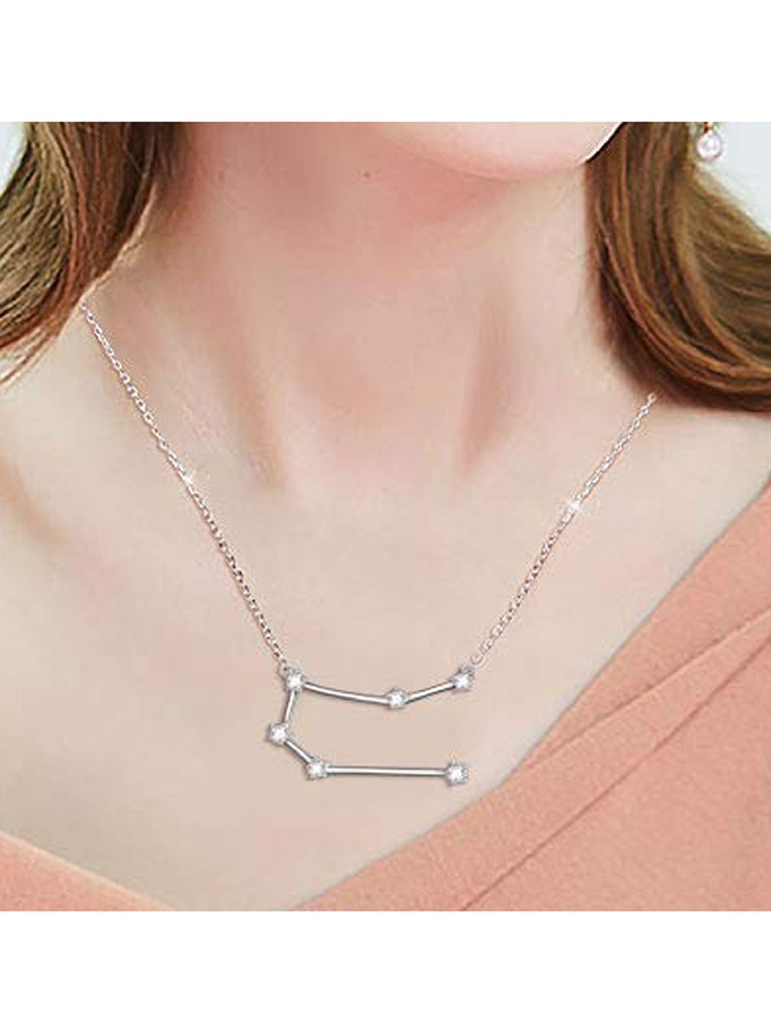 Clara Gemini 92.5 Sterling Silver Constellation Zodiac Pendant with Chain