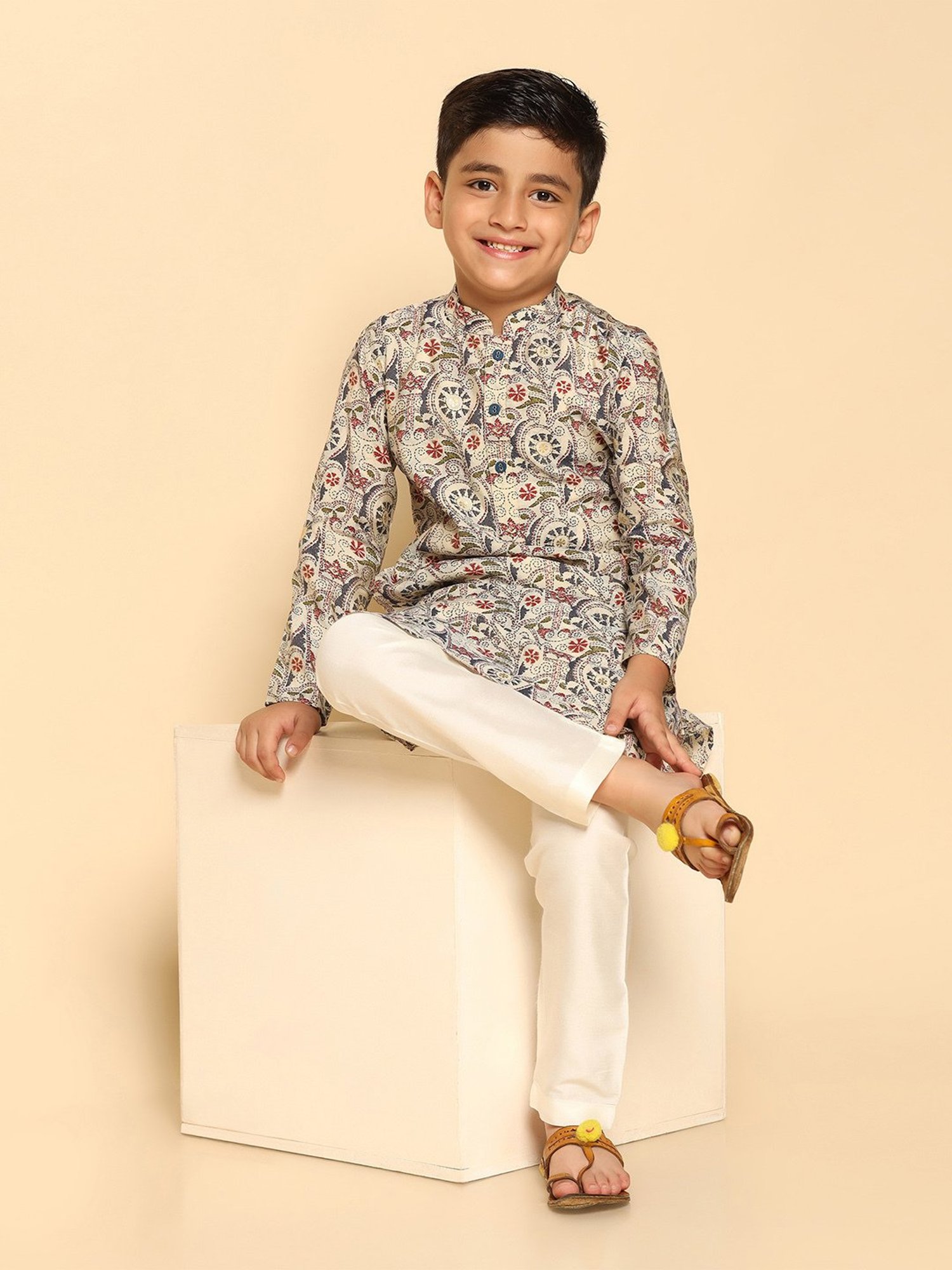 KISAH Boys Multicolor Printed Full Sleeves Kurta