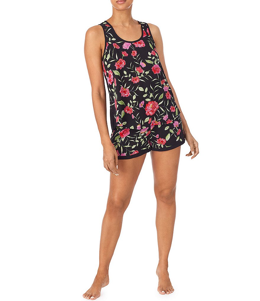 Kensie Floral Print Woven Coordinating Sleep Tank
