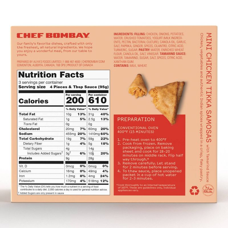 Chef Bombay Frozen Mini Chicken Tikka Samosas - 10.2oz
