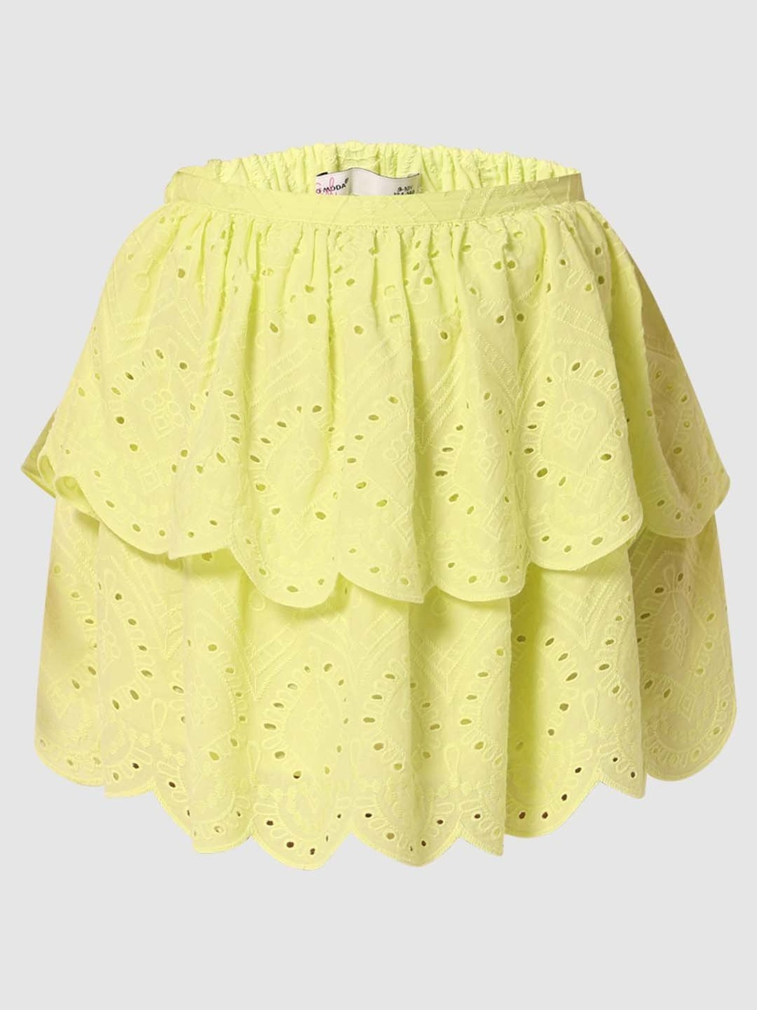 VERO MODA GIRL Lime Green Cotton Embroidered Skirt
