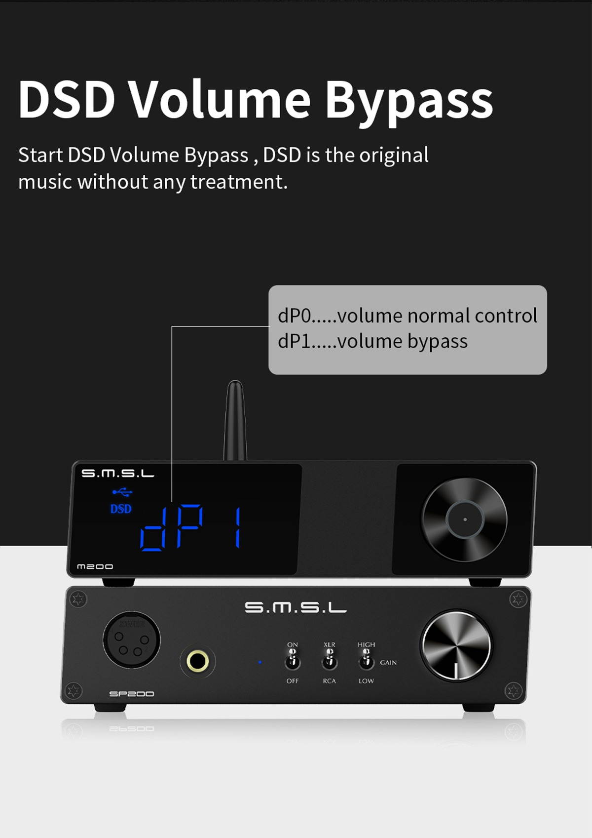 SMSL M200 DAC AK4497EQ Bluetooth 5.0 32Bit/768KHz DSD512 Decoder with Remote Control