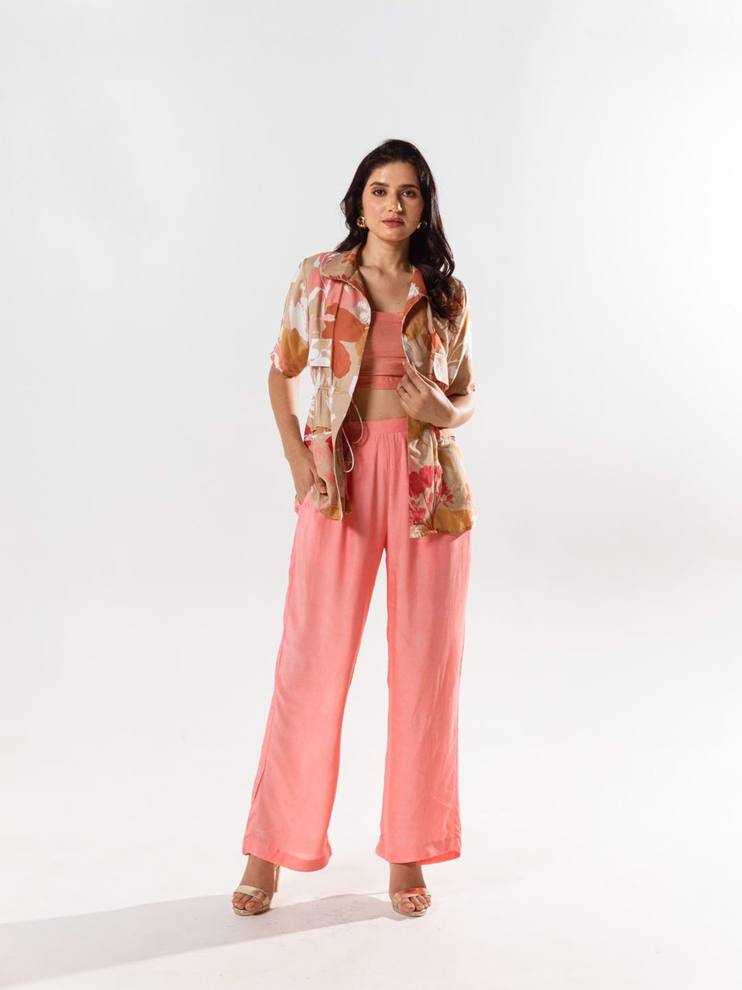 Melon by PlusS Blue Printed Shirt Pant Set