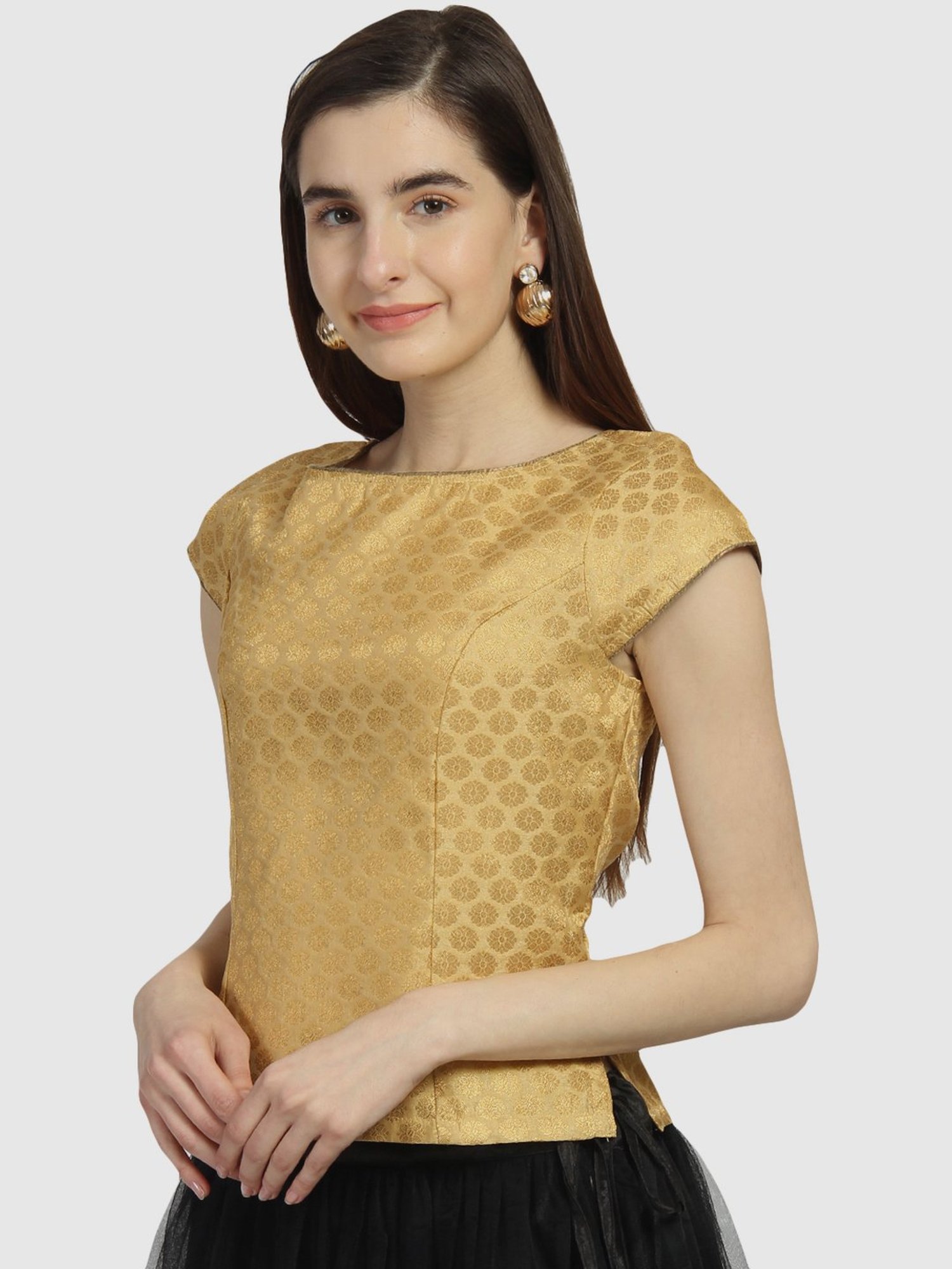 studiorasa Golden Woven Pattern Readymade Blouse