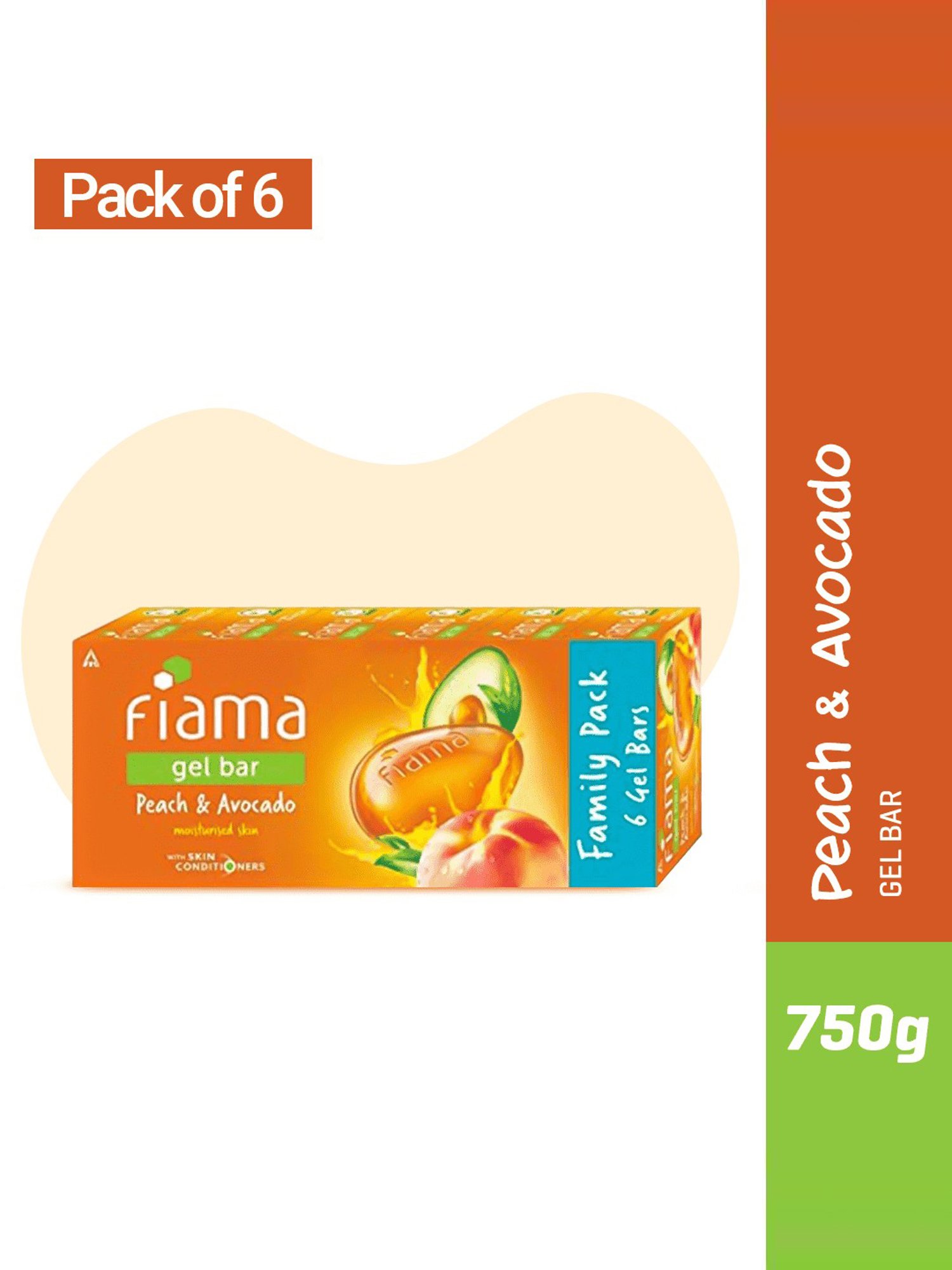 Fiama Peach & Avocado Gel Bar - Pack of 6
