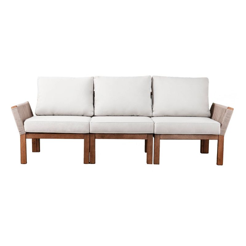Tahoe Outdoor Three-Seater Sofa - Brown Wicker - Serta