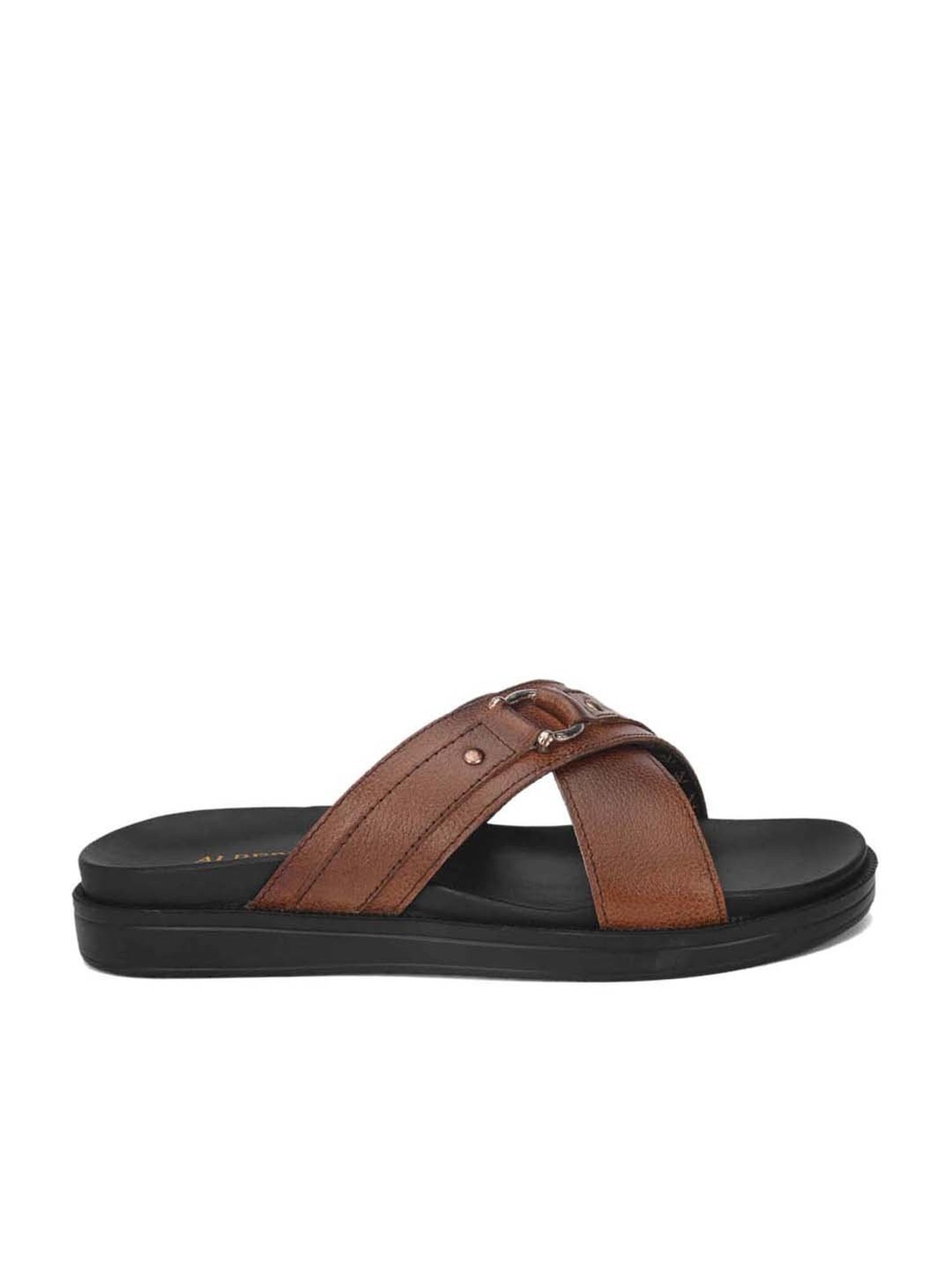 Alberto Torresi Men's Tan Cross Strap Sandals