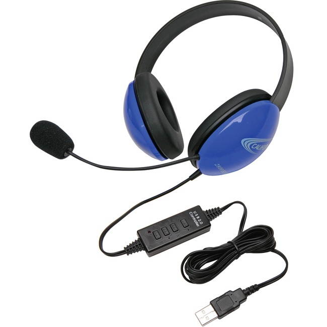 Califone Blue Stereo Headphone w/ Mic, USB Connector Via Ergoguys