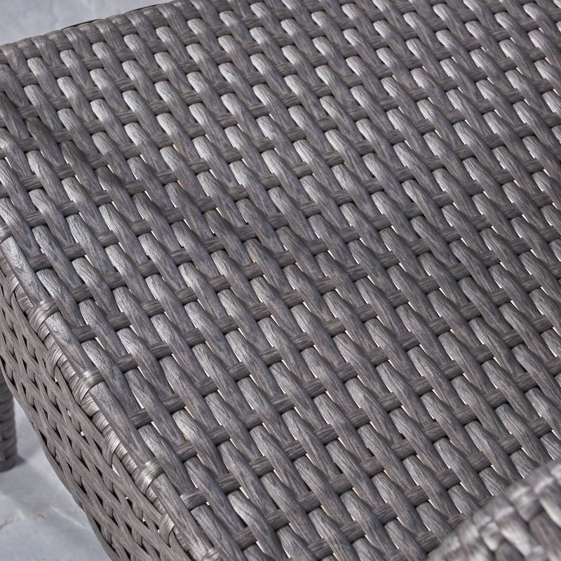 Sanders 3pc Acacia Wood & Wicker Bistro Set - Gray - Christopher Knight Home