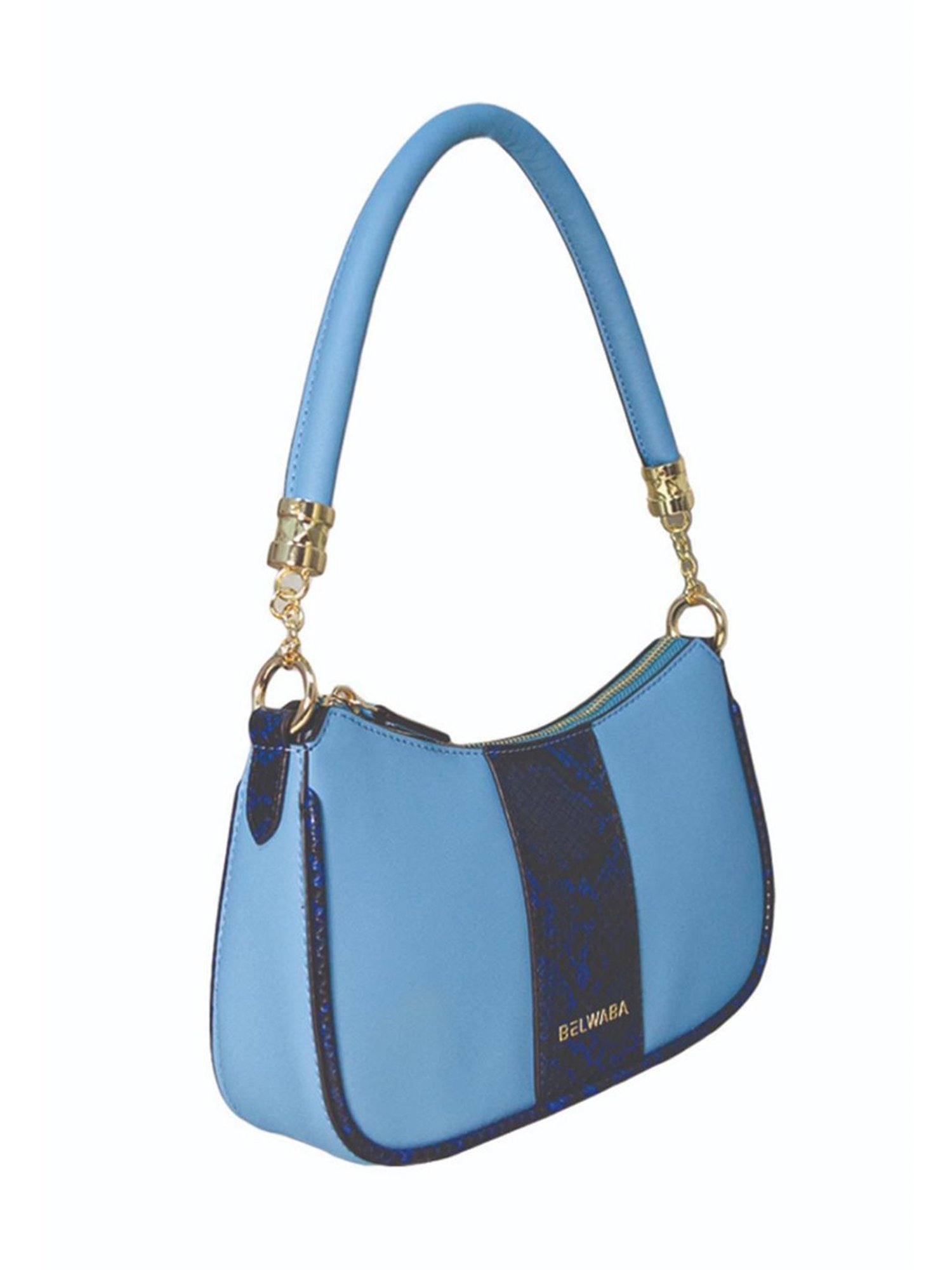 BELWABA Blue Textured Medium Shoulder Bag