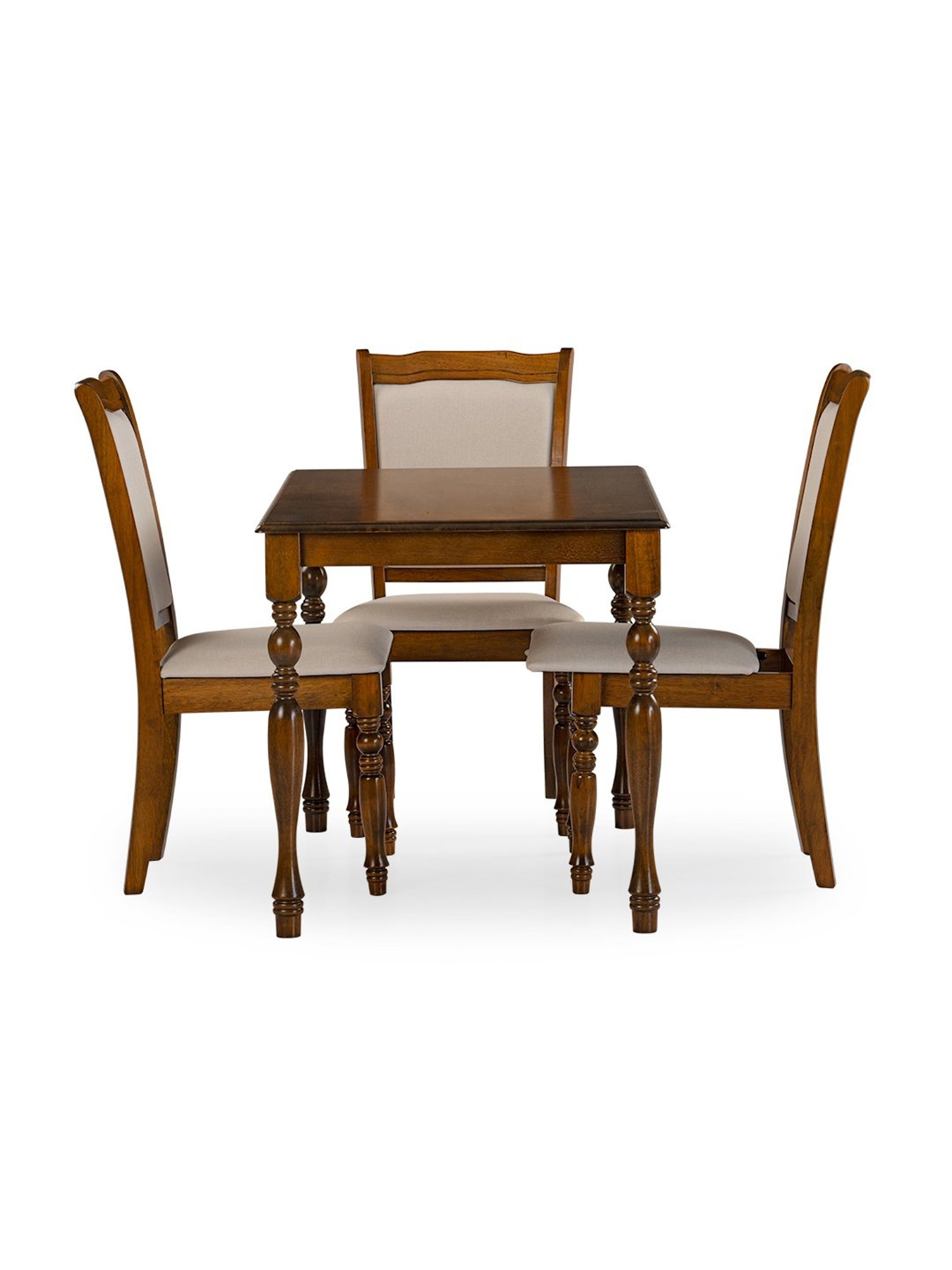 Durian Franceska Brown & Beige Solid Wood 4 Seater Dining Table Set