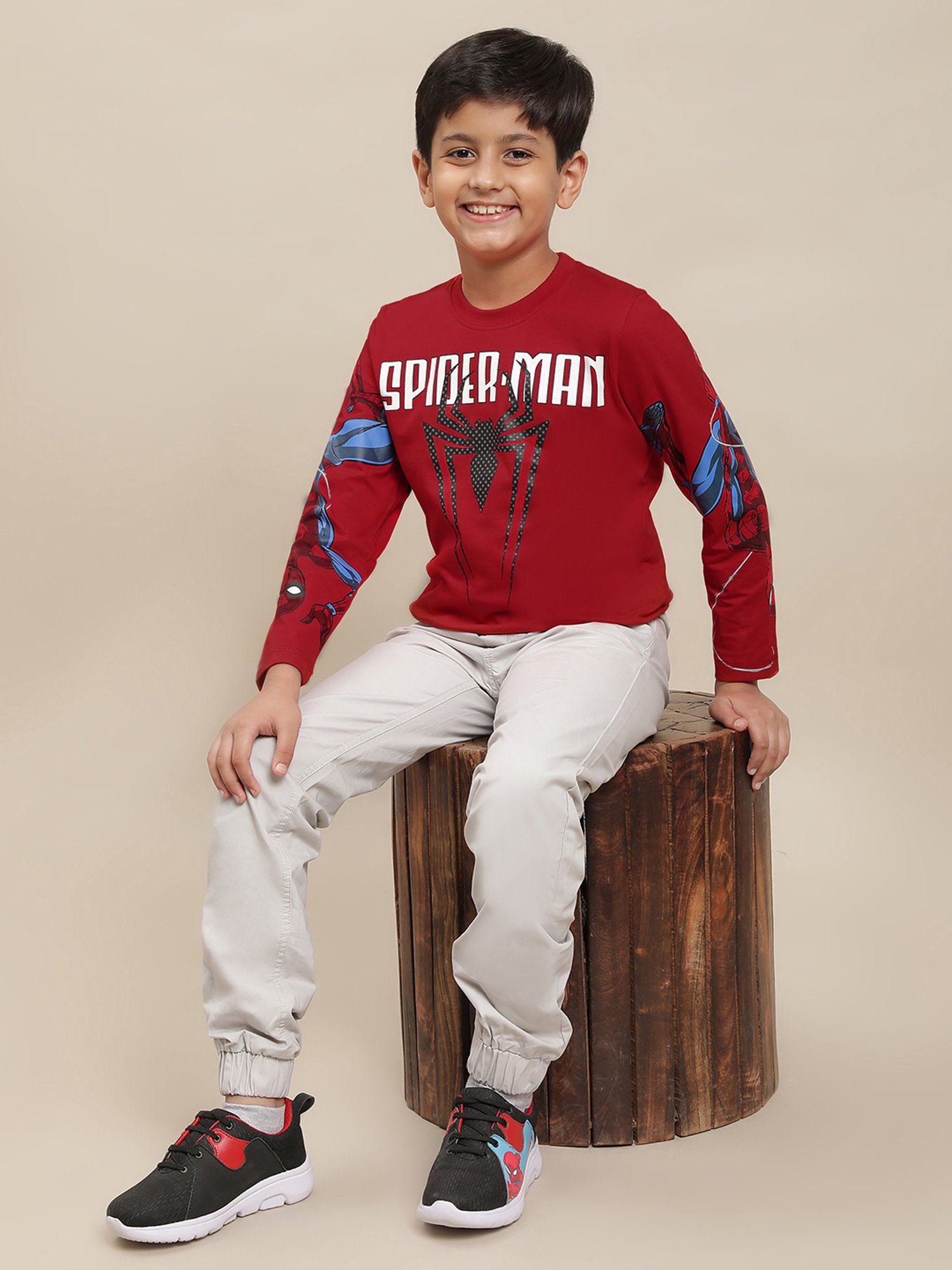 Kidsville Spiderman Printed Red Tshirt For Boys