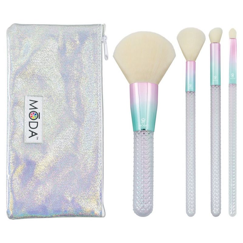 MODA Brush Mythical 5pc Perfecting Pixie Makeup Brush Set with Holographic Zip Case
