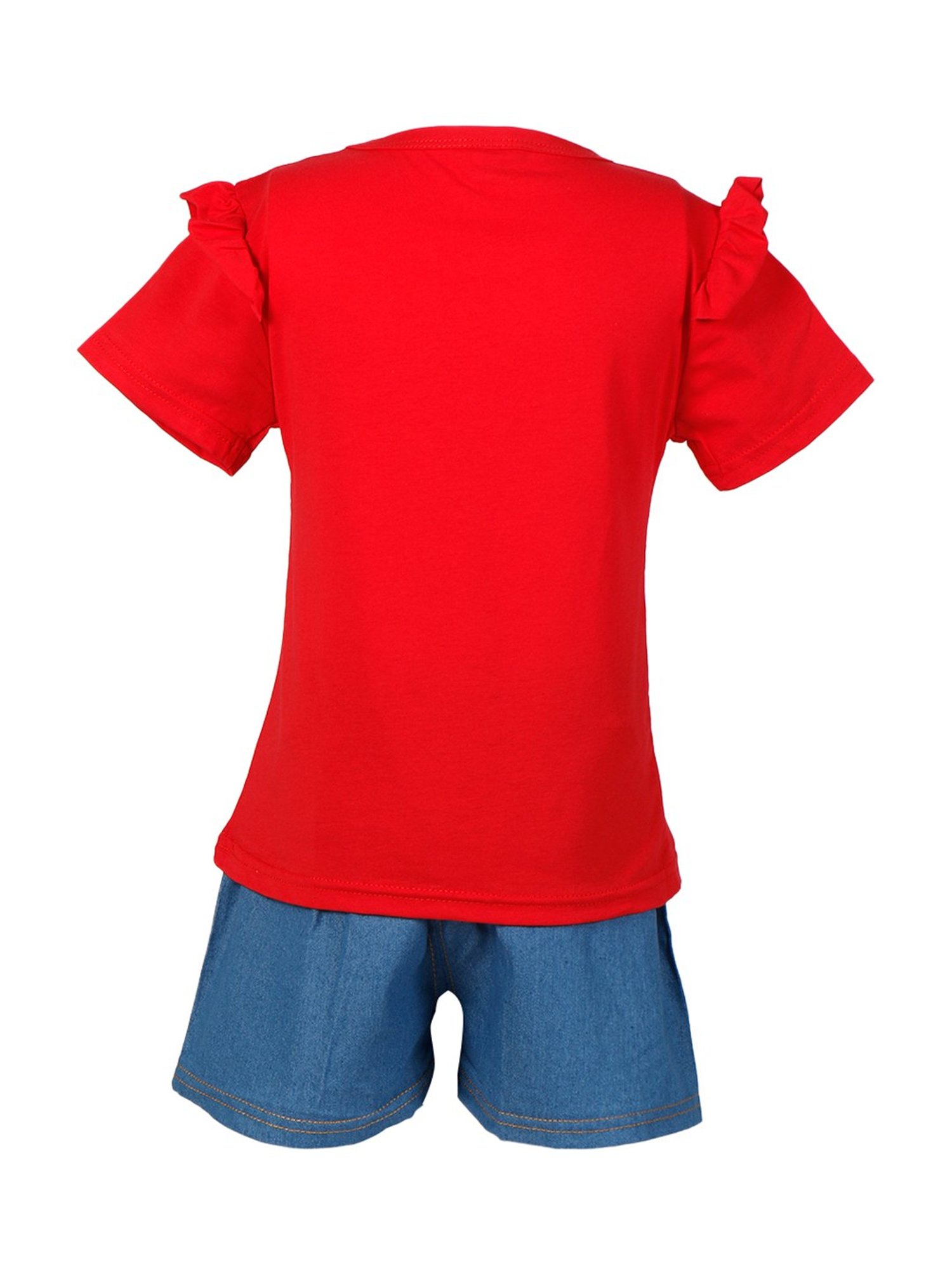 Passion Petals Kids Red Cotton Printed Top & Shorts