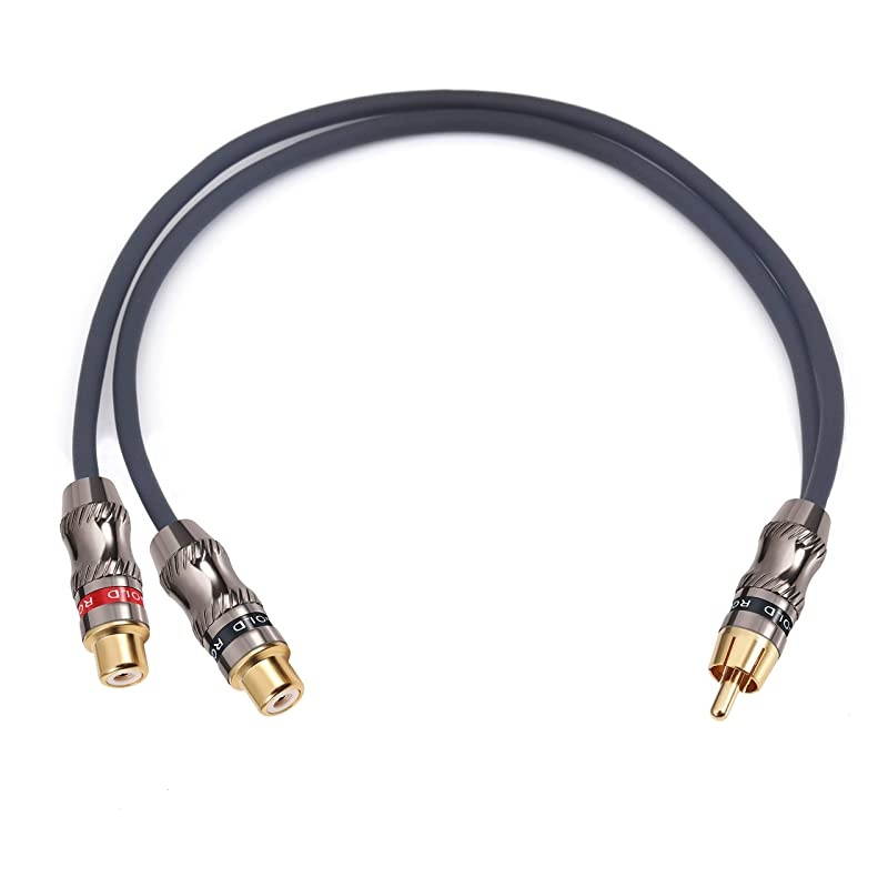 RCAPhono Splitter Cable RCA Male to Dual Female Gold Plated Adapter Stereo Audio YCable Heavy Duty for subwoofer 1 Male to 2 Female 1025 cm