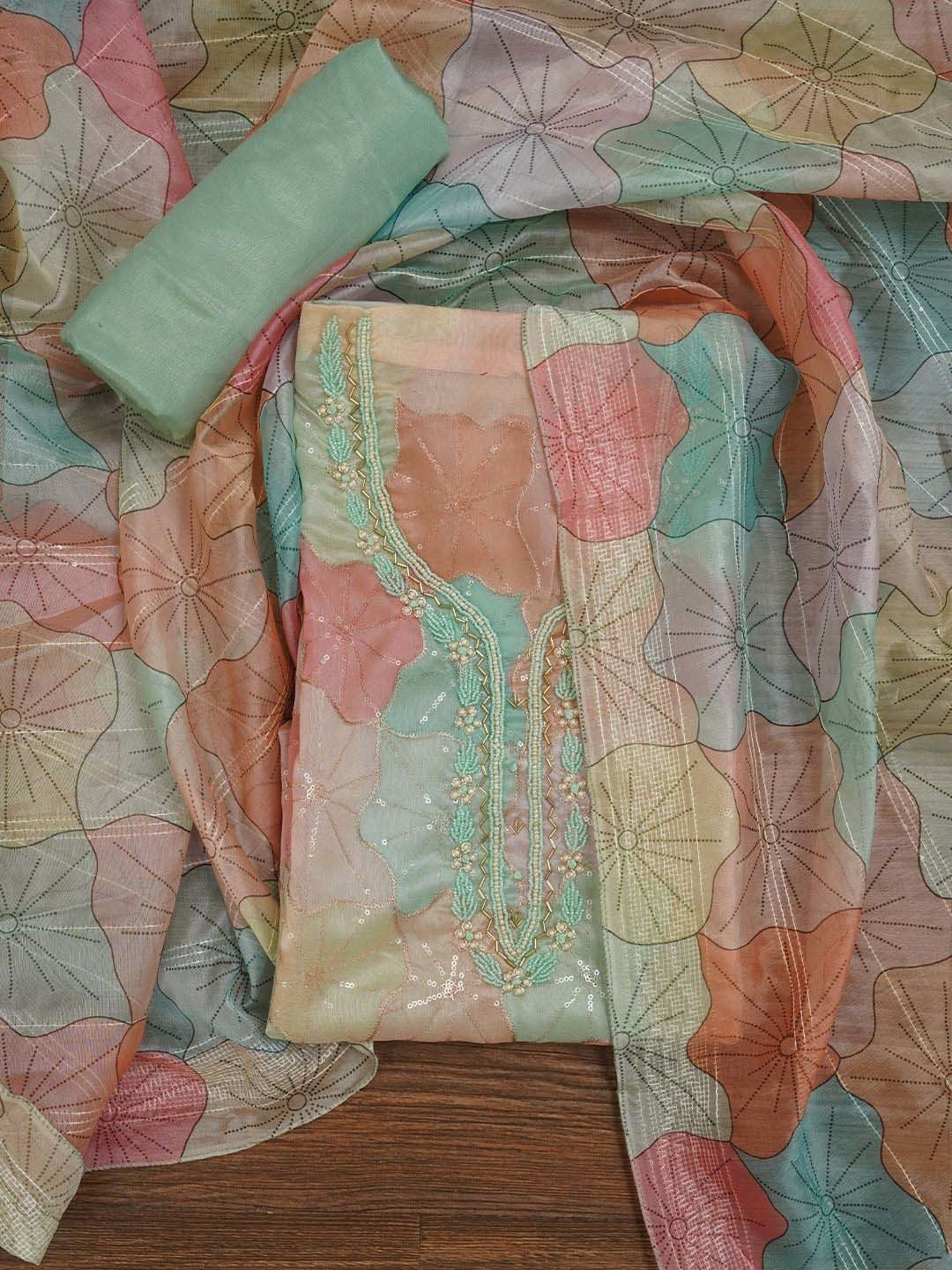 Jaipur Kurti Multicolored Embroidered Unstitched Dress Material