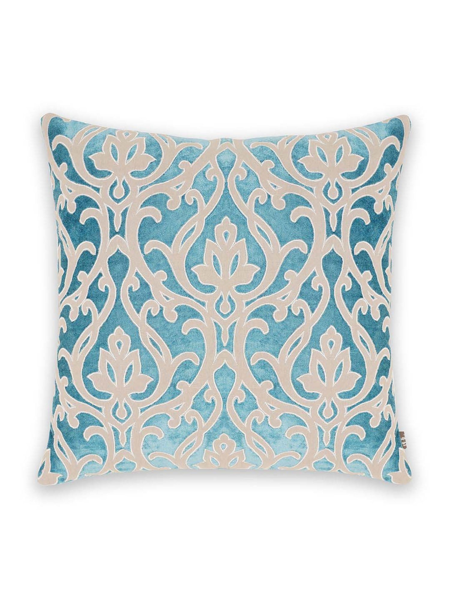 Pure Home and Living Blue Cotton Patch Work Square Cushion Cover