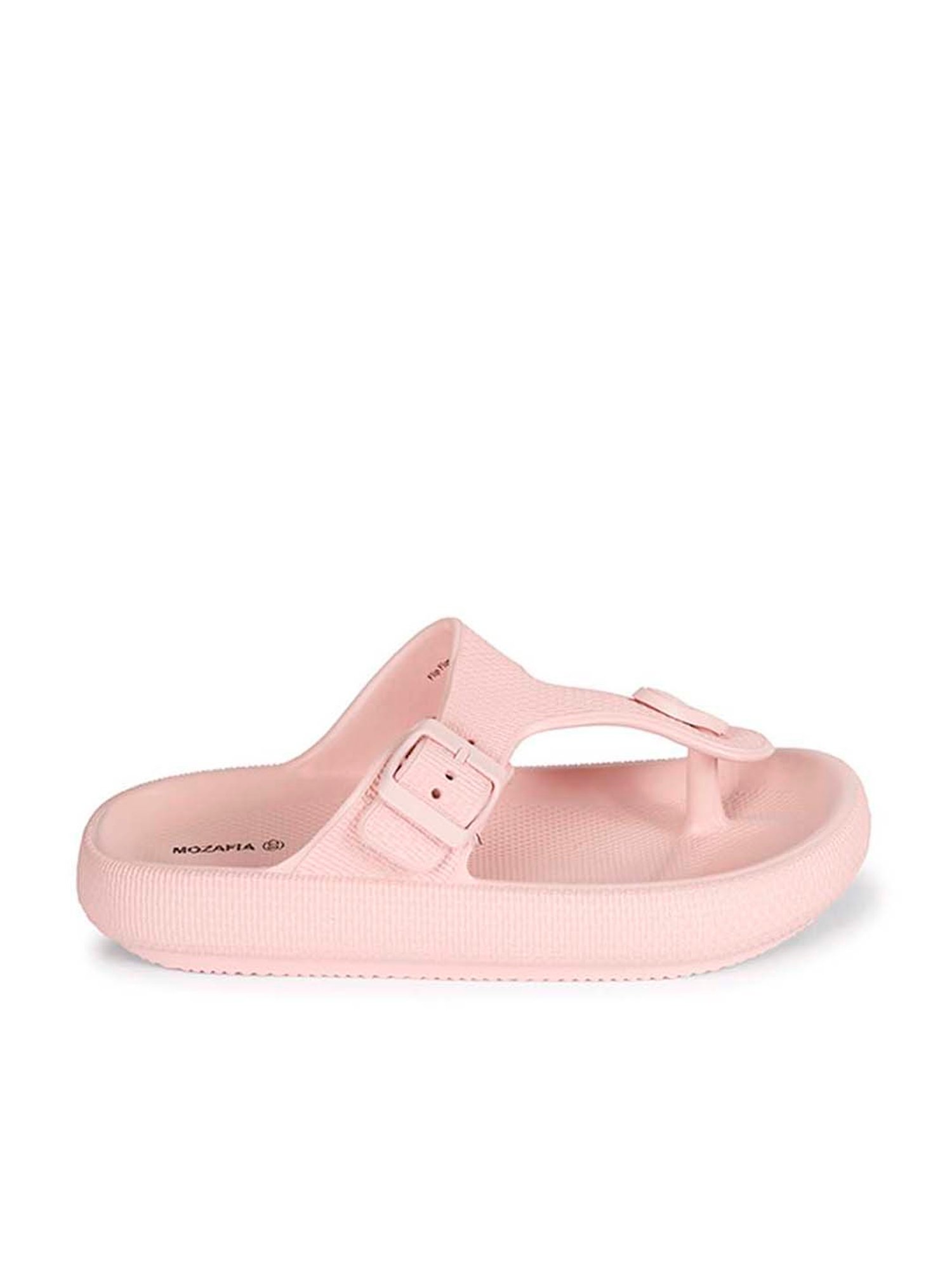Mozafia Women's Nude Pink T-Strap Sandals