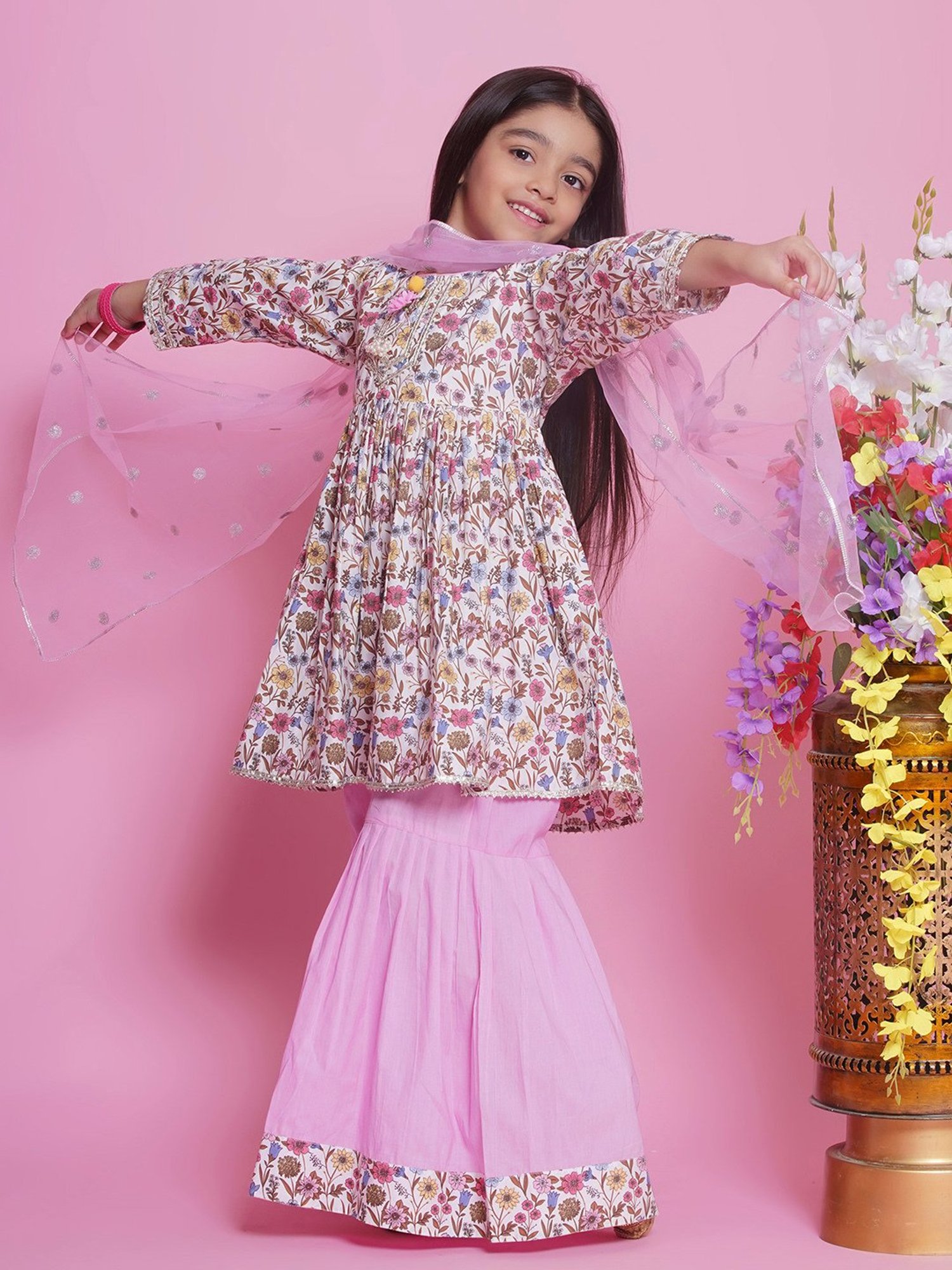 VASTRAMAY Kids Blue & White Cotton Over Dyed Kurta Set