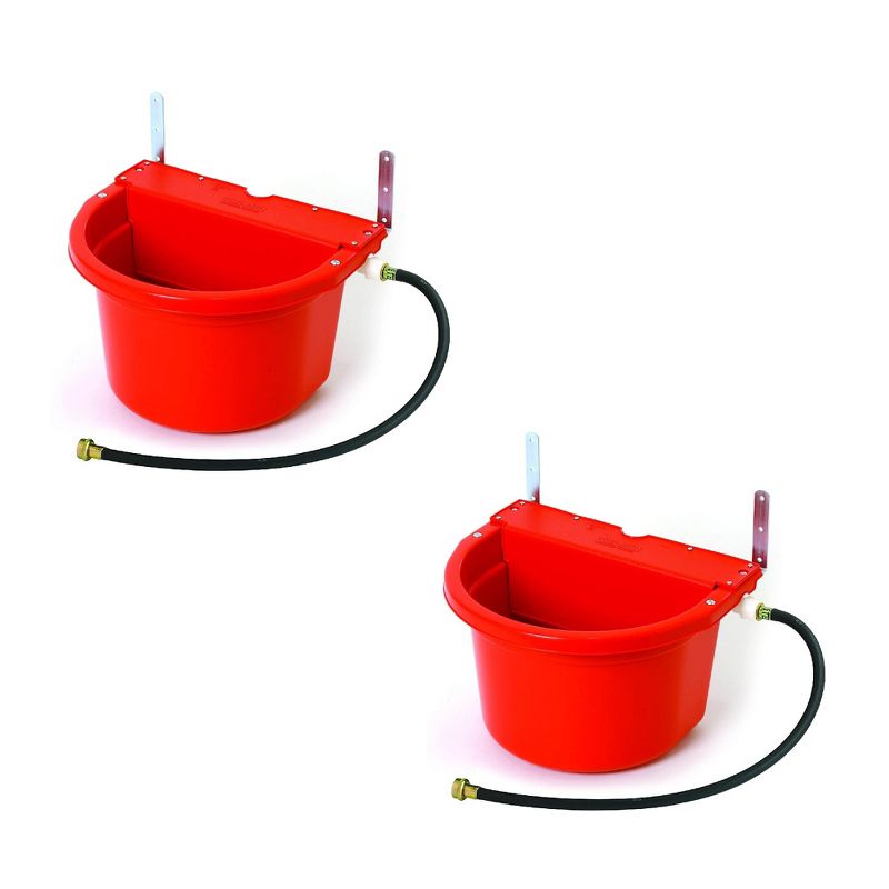 Little Giant FW16RED 4 Gallon Capacity Automatic Float Controlled Waterer Animal Horse & Cattle Livestock Water Trough, Red (2 Pack)