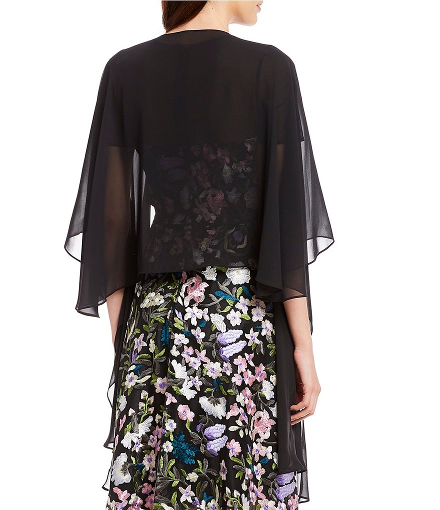 Cejon Metallic Crocheted Fringe Metallic Evening Wrap