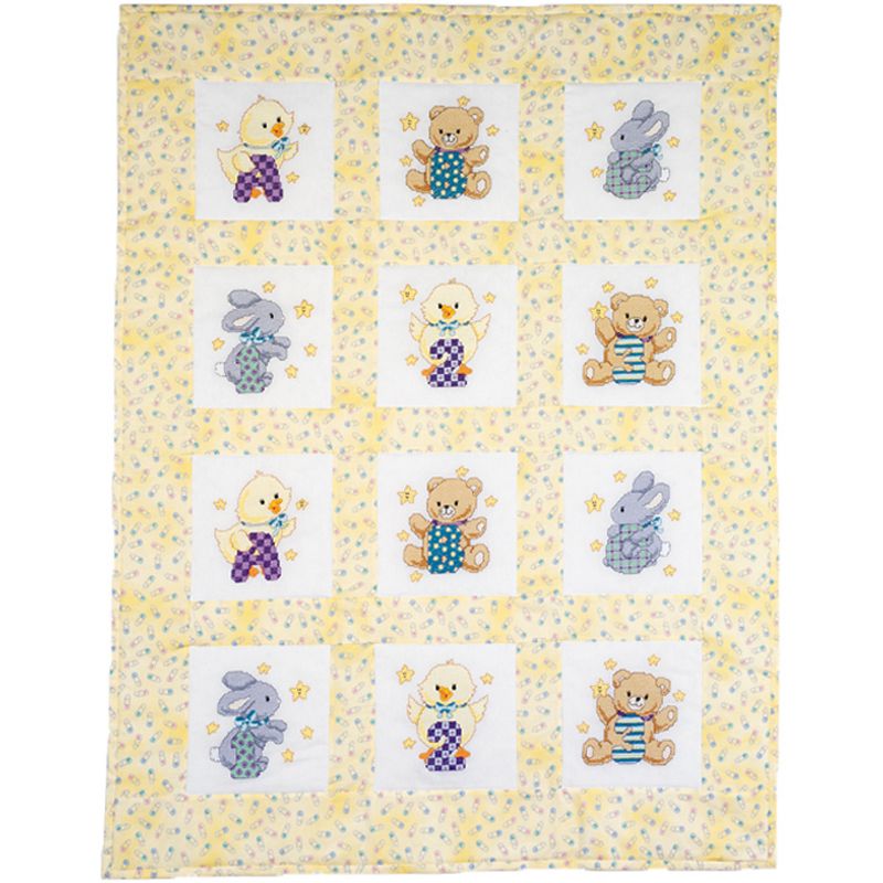 Janlynn Stamped Cross Stitch Quilt Blocks 9"X9" 12/Pkg-ABC 123