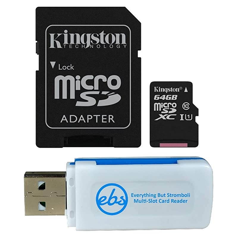 64GB Ultra Micro SDXC Class 10 Memory Card Works with Samsung Galaxy Tab A 10.1", Tab A 7.0" (2016), Tab S3 9.7" Tablet, Phone Storage Bundle with (1) Everything But Stromboli Card Reader