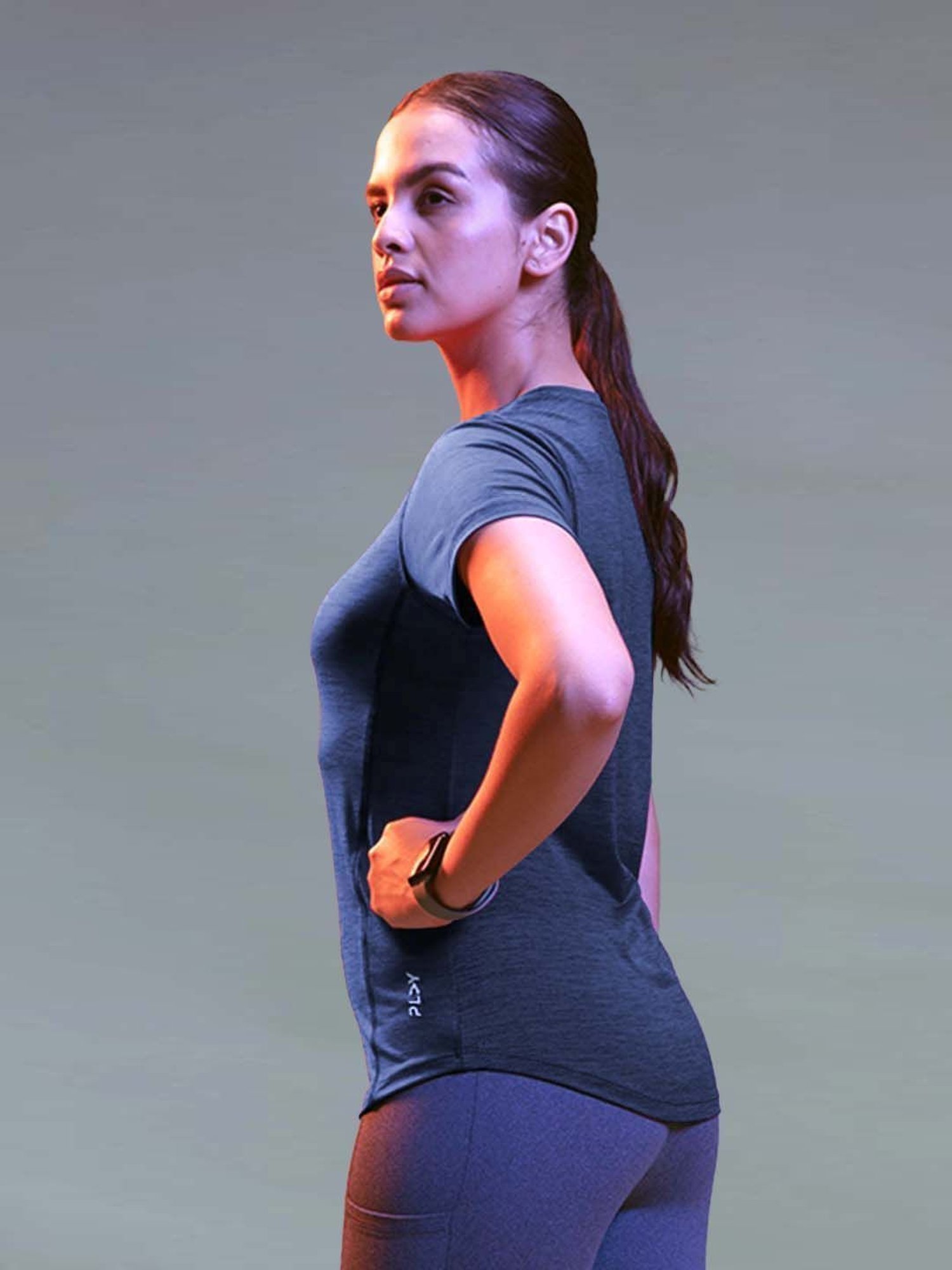 Lyra Teal Blue Regular Fit Sports T-Shirt