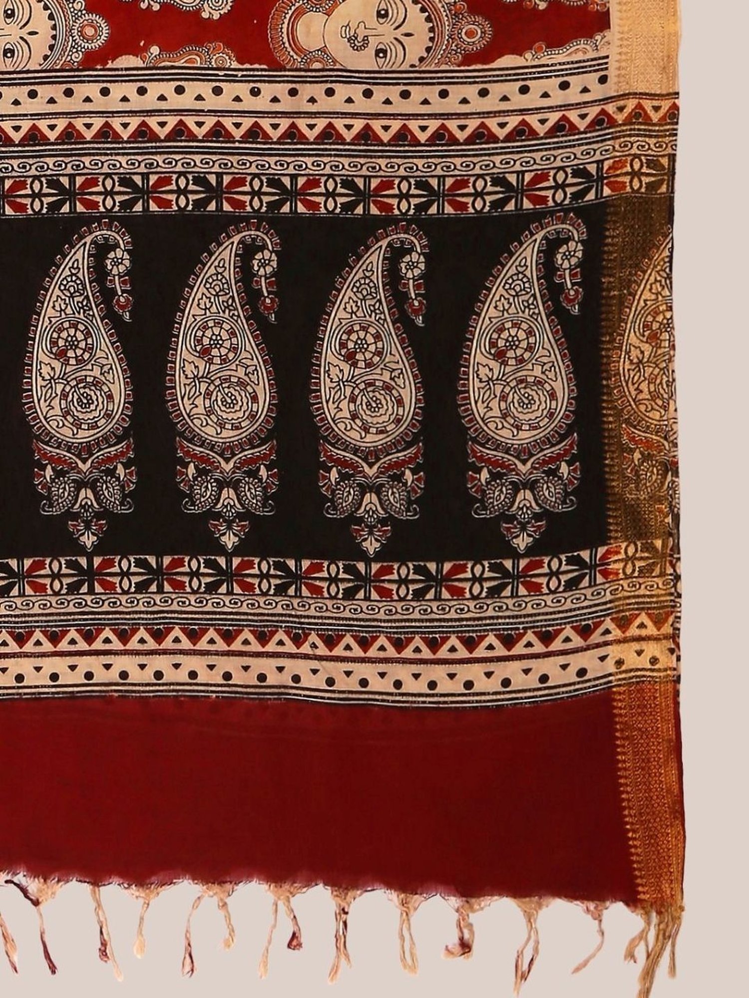 Dupatta Bazaar Maroon Cotton Printed Dupatta