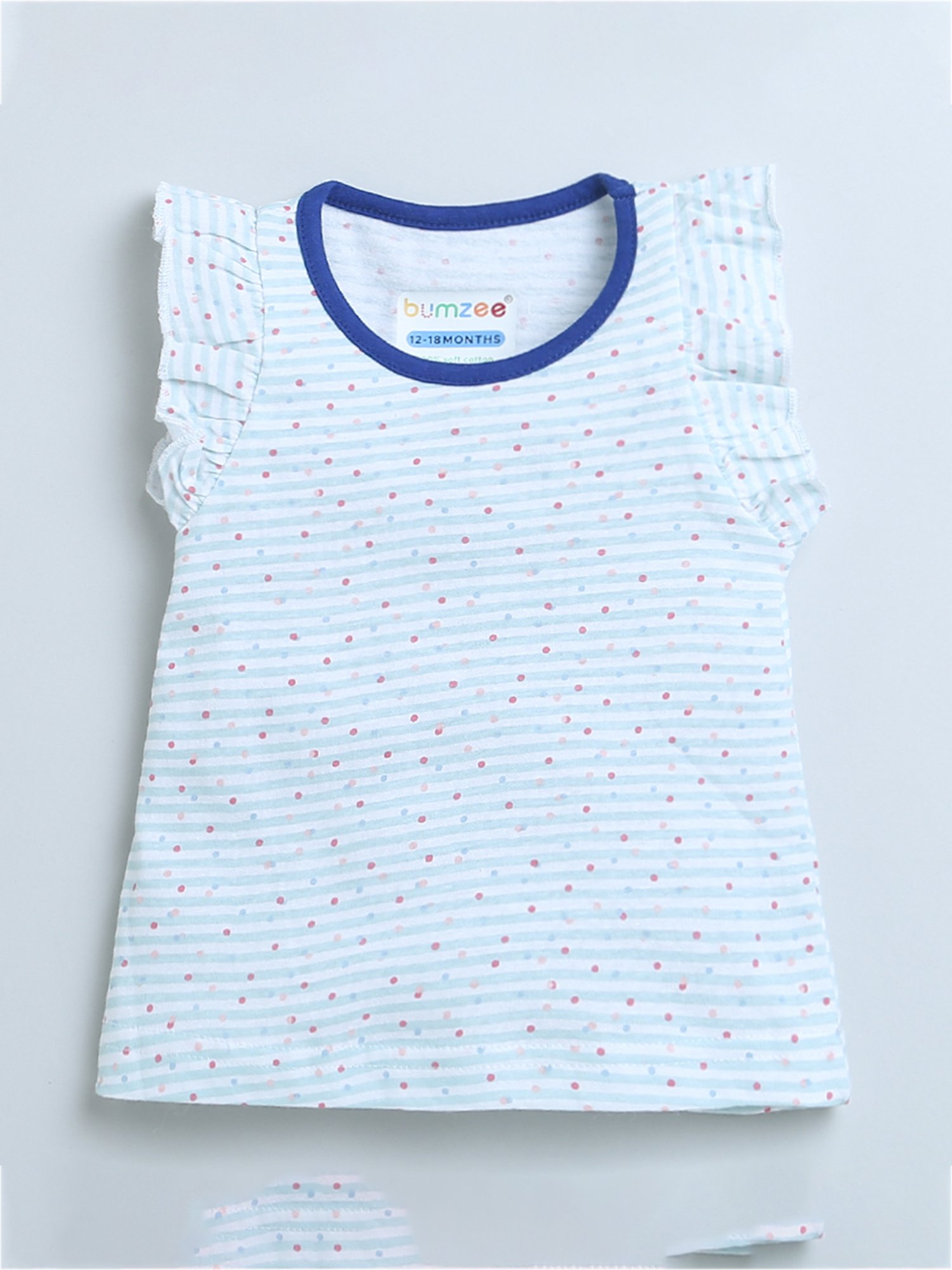 Bumzee Kids Royal Blue & White Floral Print Top (Pack Of 2)