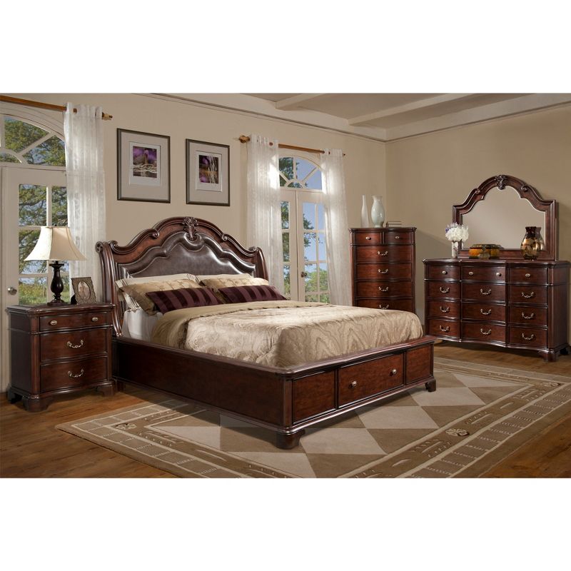 6pc King Tomlyn Storage Bedroom Set Dark Cherry - Picket House Furnishings