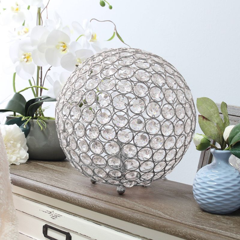 10" Elipse Crystal Ball Sequin Table Lamp Chrome - Elegant Designs