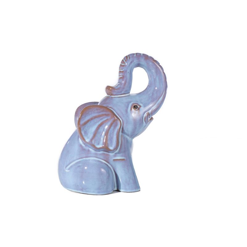 12" Handmade Glazed Ceramic Elephant Statue - Alfresco Home LLC