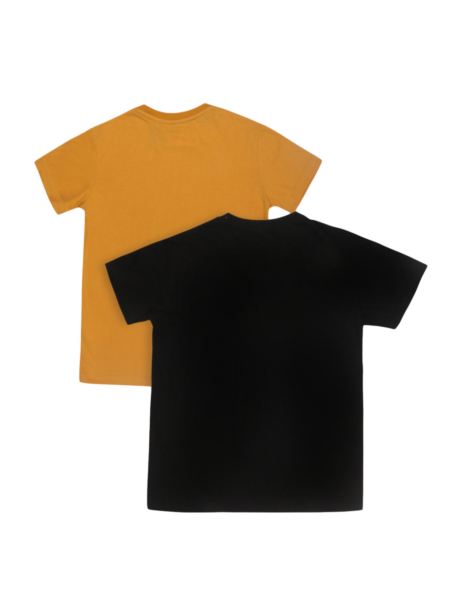 Li'l Tomatoes Kids Mustard & Black Cotton Printed T-Shirts & Mask - Pack of 2