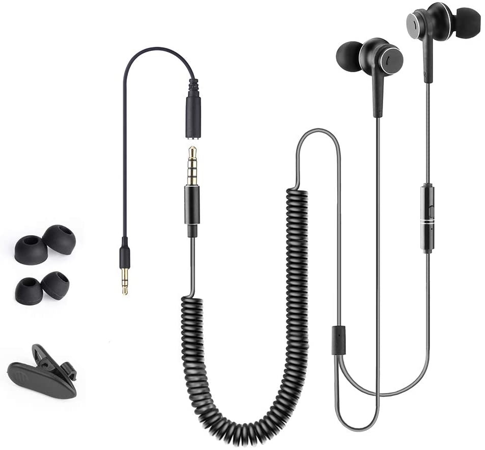 Headphones for TV with LONG CORD Earbuds, 12FT/3.5M Extension Cable Earphones Ear buds for PC, 3.5mm Audio Output, Metal Stereo In-Ear Wired Bass Headset with Spring Coil Wire - Avantree HF027