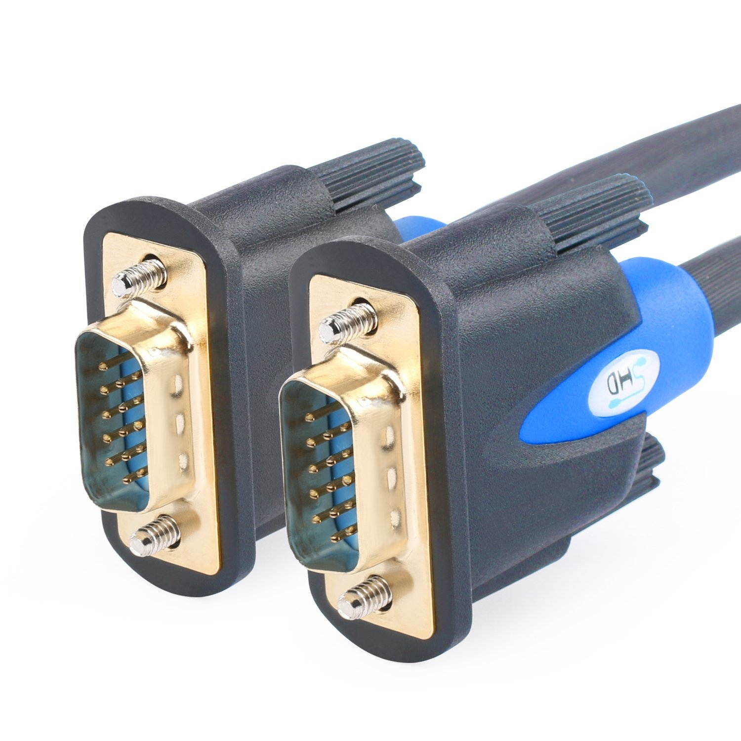 cables direct online 15ft svga + audio monitor cable, male to male 1080p super vga display cord for pc projector laptop tv