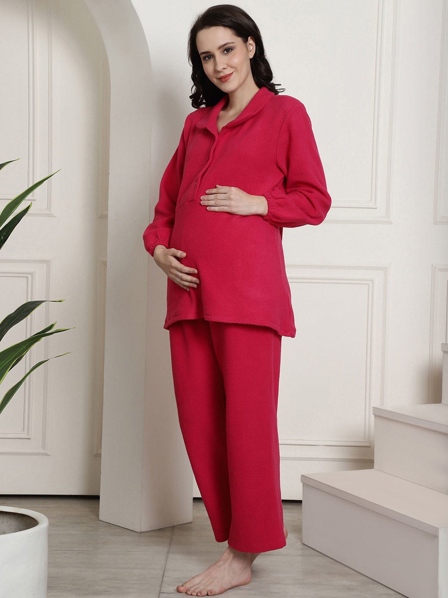 Secret Wish Pink Maternity Top With Lounge Pants