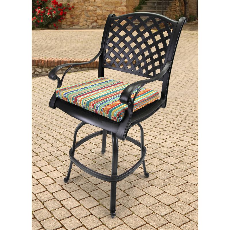 Outdoor Set Of 2 French Edge Seat Cushions In Bramlett stripe Carotene - Jordan Manufacturing