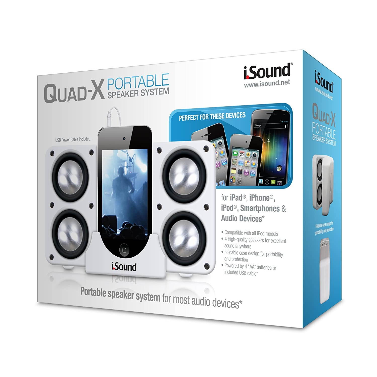 iSound Quad-X Portable Speaker System (White)