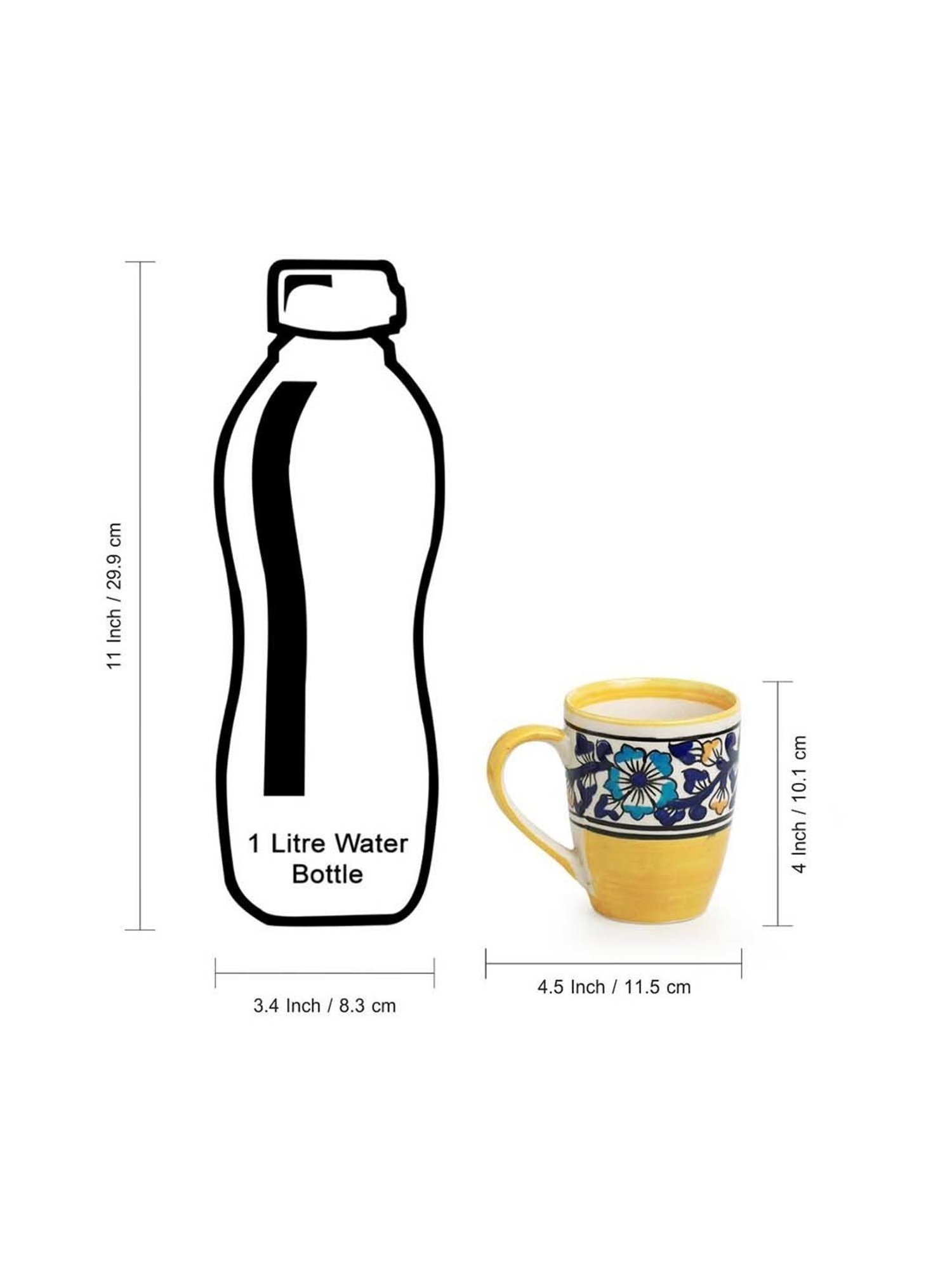 ExclusiveLane 'Badamwari Bagheecha' Hand-Painted Ceramic Tea & Coffee Mugs (Set of 2, 240 ML, )