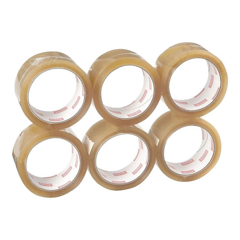 Staples Natural Rubber Packing Tape 1.89" x 54.7 Yds Clear 6/PK 11105-CC