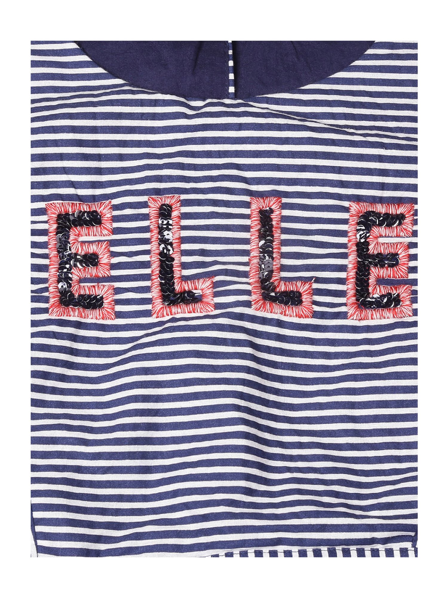 Elle Kids Navy Cotton Embellished Dress